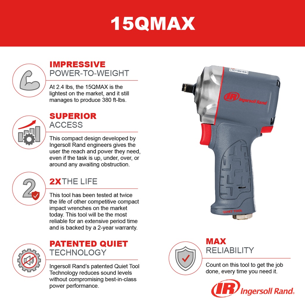 15Q Max Clé à chocs compacte 3/8'' Ingersoll Rand