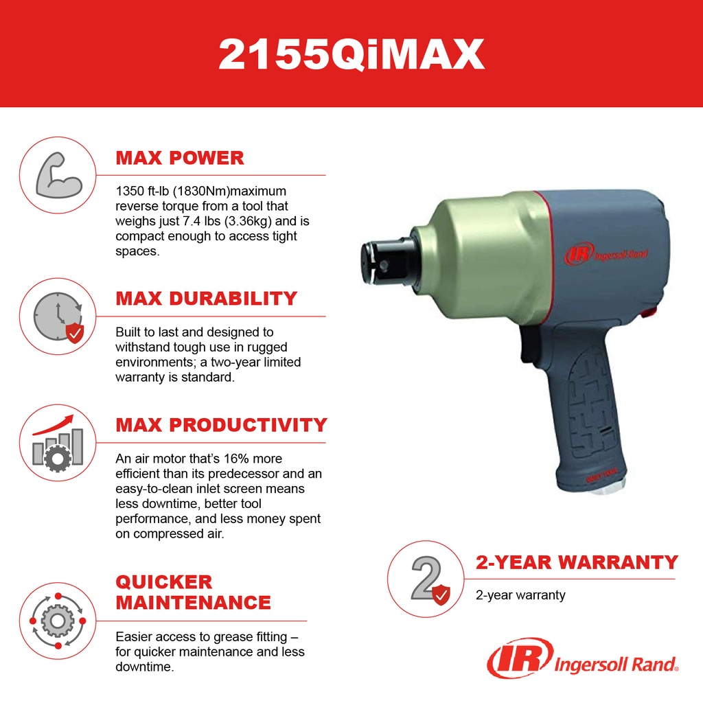 2155QiMax Clé à chocs 1'' Ingersoll Rand