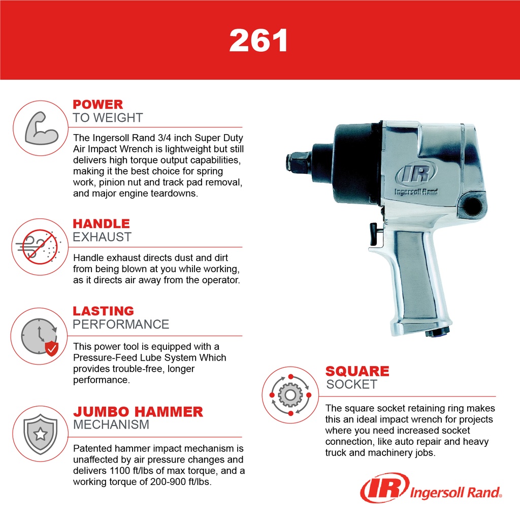 261-3 Clé à chocs 3/4'' 1491 Nm Ingersoll Rand