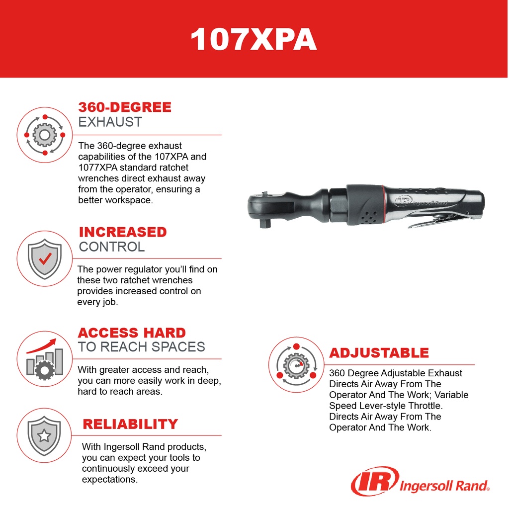 107XPA Clé à rochets carré 3/8'' Ingersoll Rand