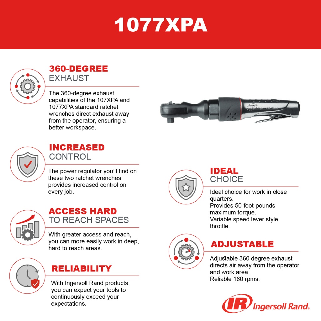 1077XPA Clé à rochets carré 1/2'' Ingersoll Rand