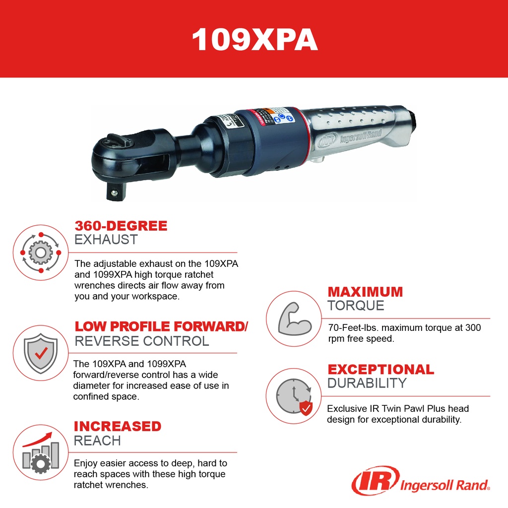 109XPA Clé à rochets carré 3/8'' Ingersoll Rand