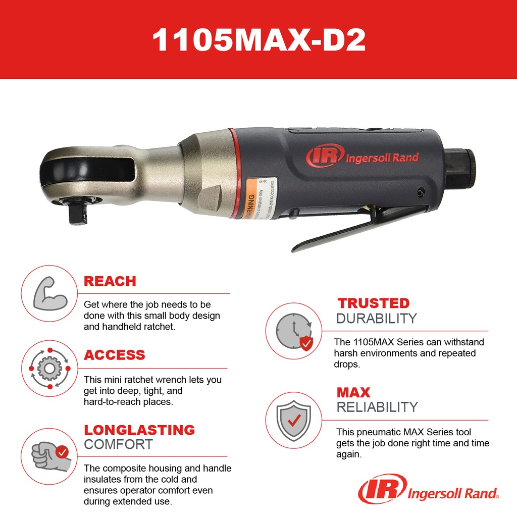 1105MAX-D2 Mini Clé à rochets carré 1/4'' Ingersoll Rand