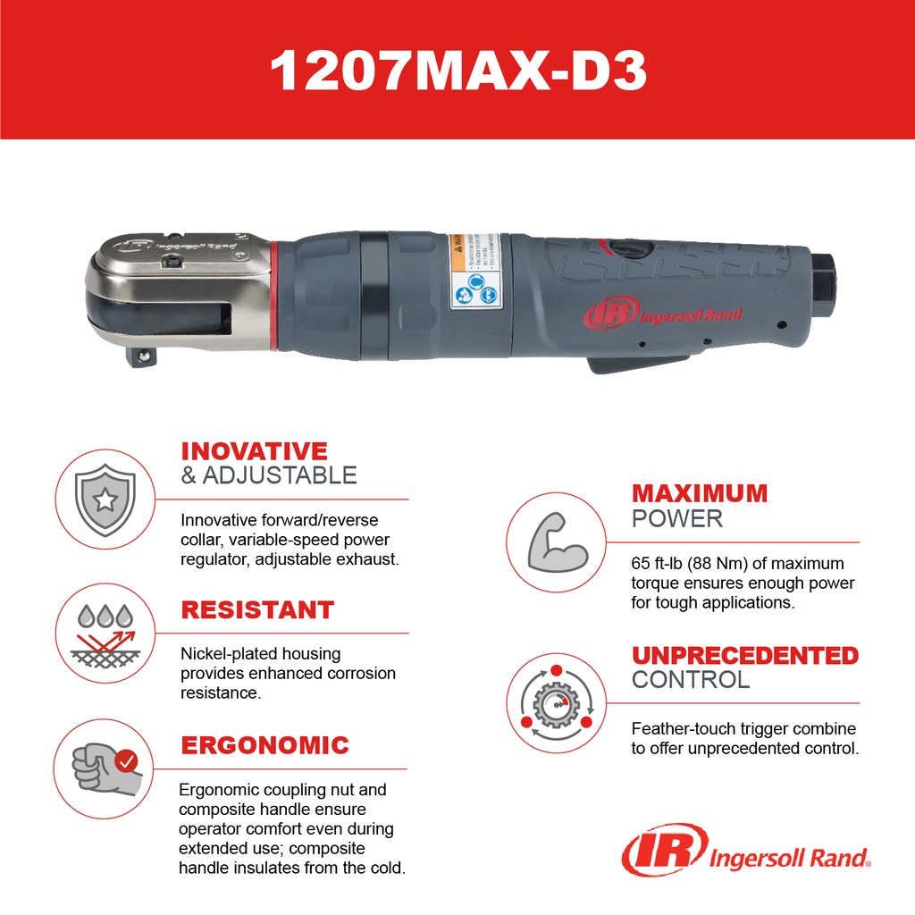 1207MAX-D3 Clé à rochets carré 3/8'' Ingersoll Rand