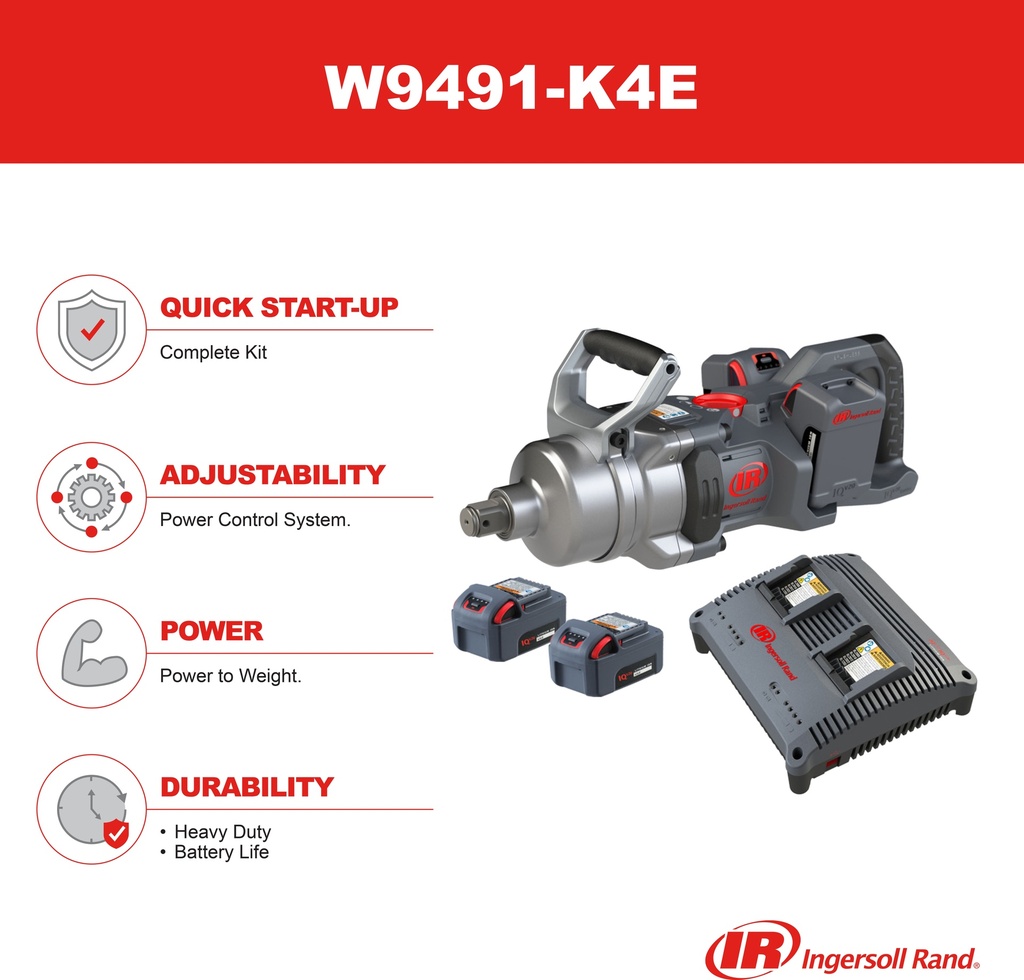 W9691-K4-EU Kit Clé à chocs sans fil 1'' Ingersoll Rand