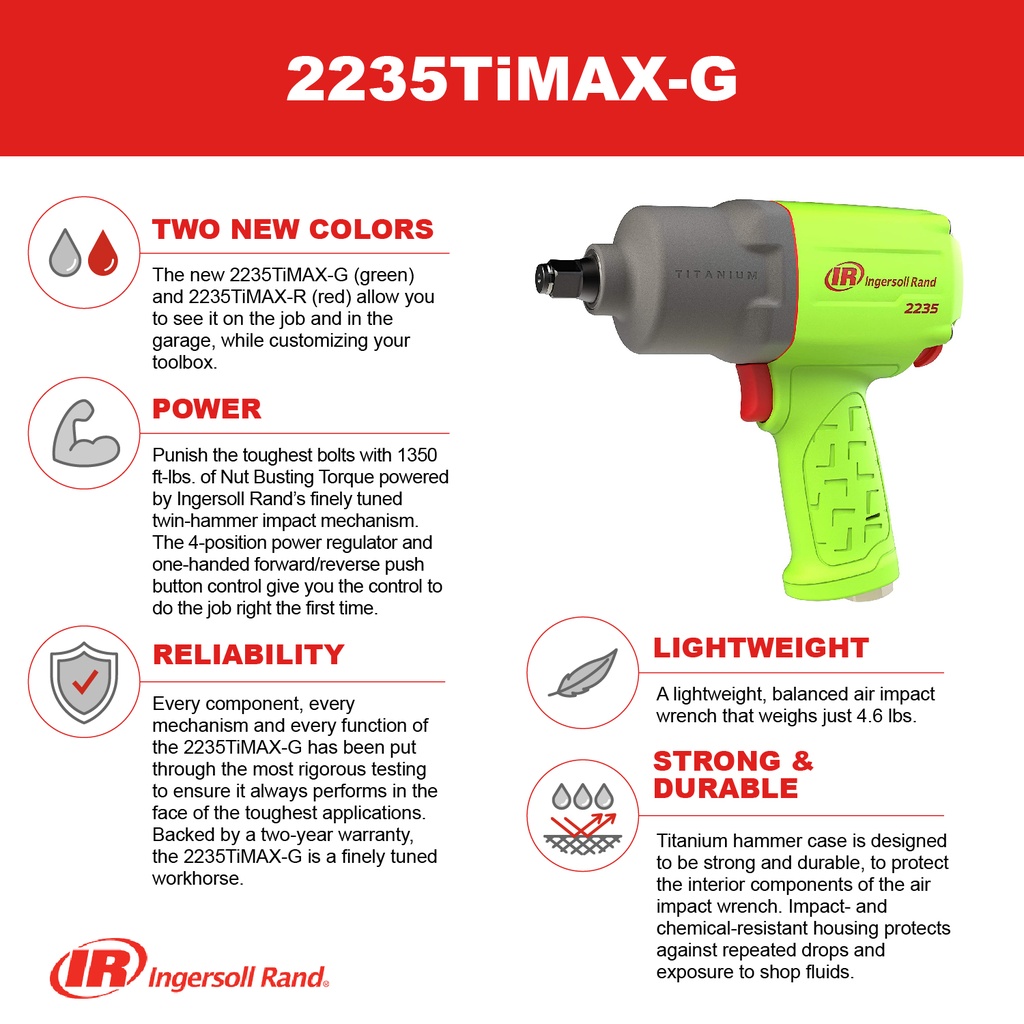 2235TiMax-G Green Series Clé à chocs 1/2'' Ingersoll Rand