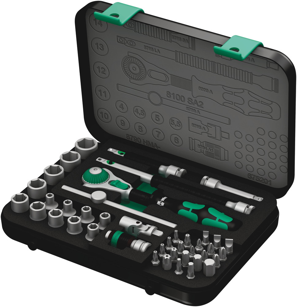 8100 SA 2 Jeu cliquet Zyklop Speed, à carré 1/4", métrique