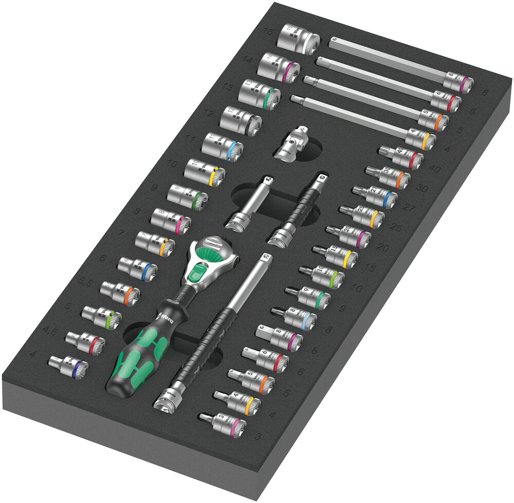 Insert en mousse 9720 jeu de cliquet 8000 A Zyklop 1/4" 1