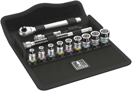 [WER05003756001] 8100 SA 12 HF Jeu cliquet Zyklop Metal avec levier d'inversion, à carré 1/4", métrique 13 pièces