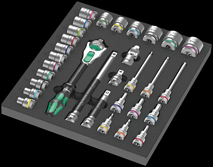 [WER05150112001] Insert en mousse 9722 jeu de cliquet 8000 C Zyklop 1/2" 1, 31 pièces 