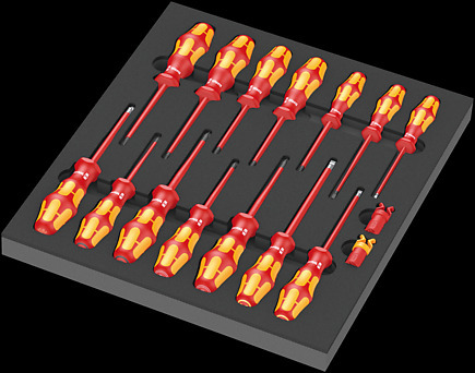 [WER05150102001] Insert en mousse 9711 jeu de tournevis VDE 1, 16 pièces 