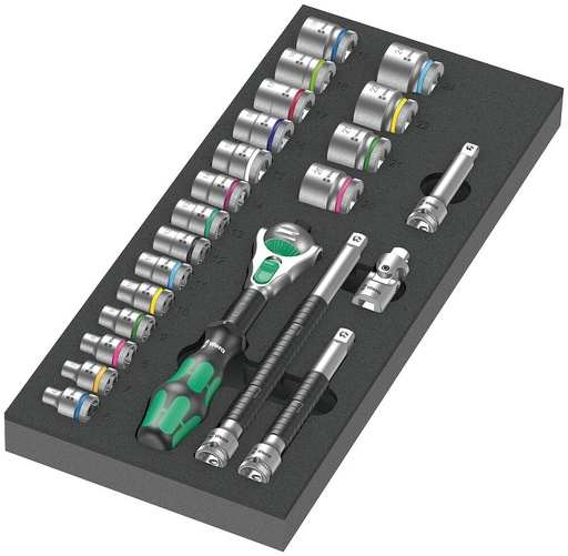 [WER05150111001] Insert en mousse 9721 jeu de cliquet 8000 B Zyklop 3/8" 1, 23 pièces