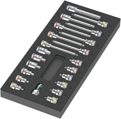 [WER05150113001] Insert en mousse 9723 jeu de douille-embouts Zyklop B 3/8" 1, 22 pièces